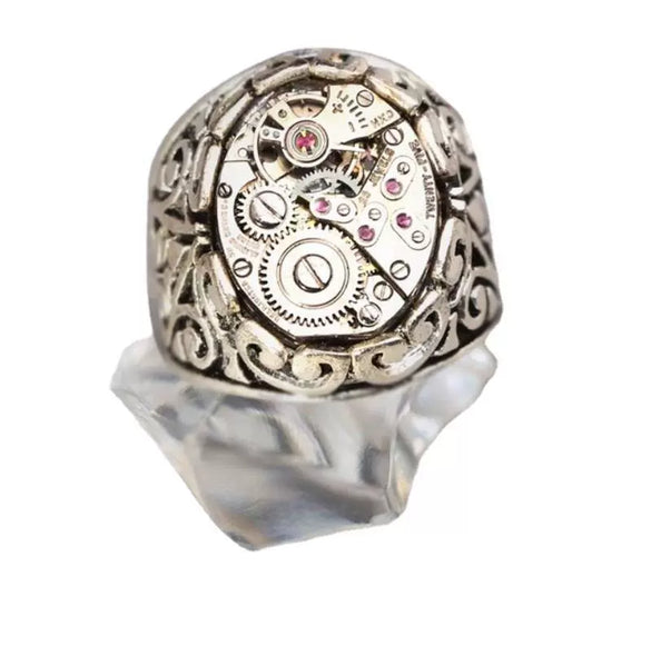 Wholesale Jewelry Retro Distressed Mechanical Geometric Copper Electroplated Unisex Ring