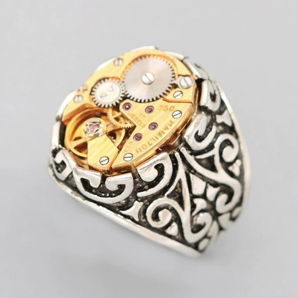 Wholesale Jewelry Retro Distressed Mechanical Geometric Copper Electroplated Unisex Ring