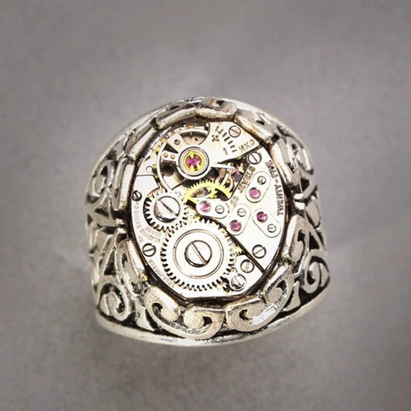 Wholesale Jewelry Retro Distressed Mechanical Geometric Copper Electroplated Unisex Ring