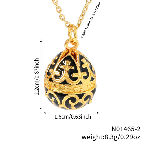 Wholesale Jewelry Retro Elegant Copper Water Drop Egg Pendant Necklace With Electroplating Oil Dripping