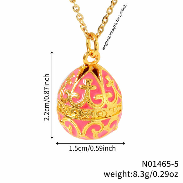 Wholesale Jewelry Retro Elegant Copper Water Drop Egg Pendant Necklace With Electroplating Oil Dripping