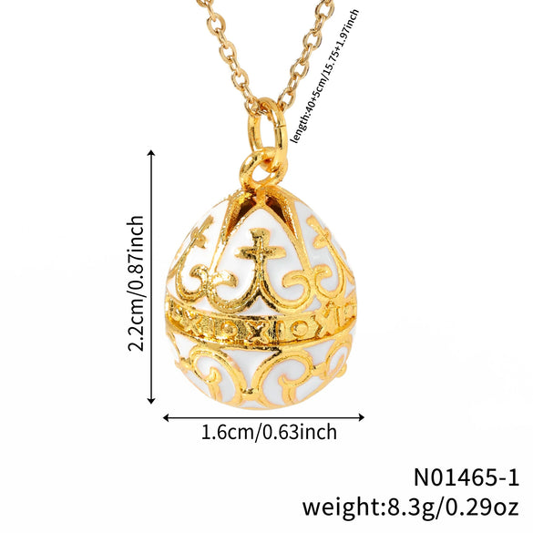 Wholesale Jewelry Retro Elegant Copper Water Drop Egg Pendant Necklace With Electroplating Oil Dripping