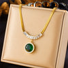 Wholesale Jewelry Retro Elegant Goldplated Stainless Steel Multilayer Chain Fanshaped Geometric Love Pendant Necklace