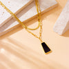 Wholesale Jewelry Retro Elegant Goldplated Stainless Steel Multilayer Chain Fanshaped Geometric Love Pendant Necklace