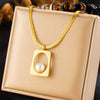 Wholesale Jewelry Retro Elegant Goldplated Stainless Steel Multilayer Chain Fanshaped Geometric Love Pendant Necklace