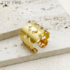 Wholesale Jewelry Retro Elegant Hollow Geometric Round Goldplated Stainless Steel Ring