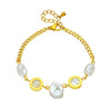Wholesale Jewelry Retro Elegant Irregular Geometric Pearl Round Titanium Steel Electroplated Bracelet For Women