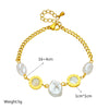 Wholesale Jewelry Retro Elegant Irregular Geometric Pearl Round Titanium Steel Electroplated Bracelet For Women