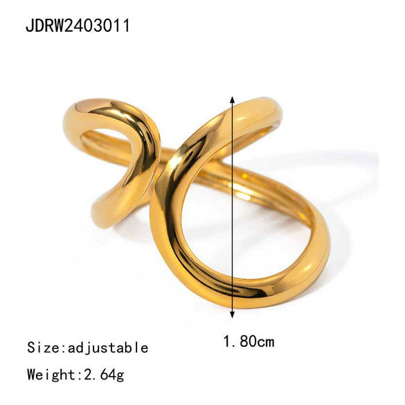 Wholesale Jewelry Retro Exaggerated Stainless Steel Round Geometric Sunflower Open Ring For Women With Electroplating