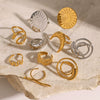 Wholesale Jewelry Retro Exaggerated Stainless Steel Round Geometric Sunflower Open Ring For Women With Electroplating