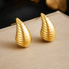 Wholesale Jewelry Retro Fashion Drop Shape Stainless Steel Gold Plated Earrings