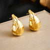 Wholesale Jewelry Retro Fashion Drop Shape Stainless Steel Gold Plated Earrings