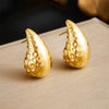 Wholesale Jewelry Retro Fashion Drop Shape Stainless Steel Gold Plated Earrings