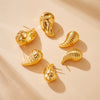 Wholesale Jewelry Retro Fashion Drop Shape Stainless Steel Gold Plated Earrings