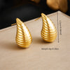Wholesale Jewelry Retro Fashion Drop Shape Stainless Steel Gold Plated Earrings
