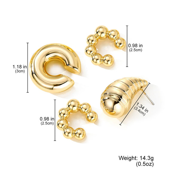 Wholesale Jewelry Retro Fashion Drop Shaped Plastic And Resin Electroplated Ear Bone Clips For Women