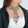 Wholesale Jewelry Retro Fashion Geometric Alloy Pendant Snake Bone Chain Electroplated Women's Necklace