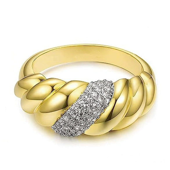 Wholesale Jewelry Retro Fashion Geometric Copper Ring With Micropaved Design