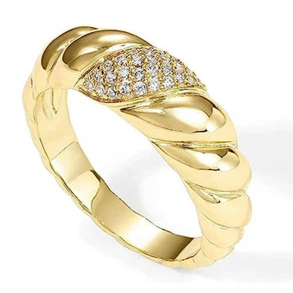 Wholesale Jewelry Retro Fashion Geometric Copper Ring With Micropaved Design