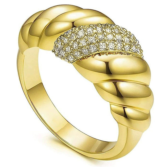 Wholesale Jewelry Retro Fashion Geometric Copper Ring With Micropaved Design