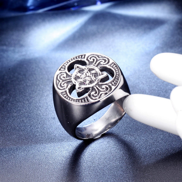 Wholesale Jewelry Retro Fashion Geometric Handmade Titanium Steel Men's Ring