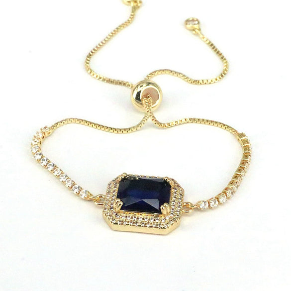 Wholesale Jewelry Retro Fashion Square Geometric Metal Zircon Inlaid Bracelet For Women