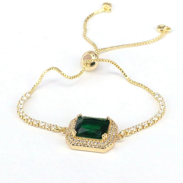 Wholesale Jewelry Retro Fashion Square Geometric Metal Zircon Inlaid Bracelet For Women