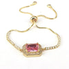 Wholesale Jewelry Retro Fashion Square Geometric Metal Zircon Inlaid Bracelet For Women