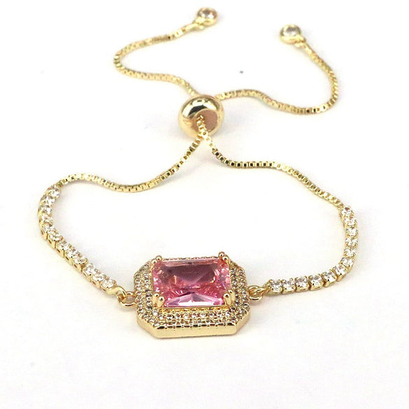 Wholesale Jewelry Retro Fashion Square Geometric Metal Zircon Inlaid Bracelet For Women