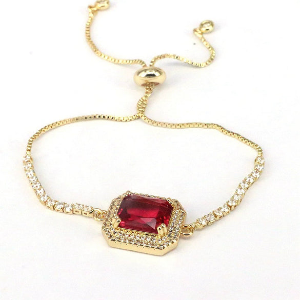Wholesale Jewelry Retro Fashion Square Geometric Metal Zircon Inlaid Bracelet For Women