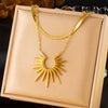Wholesale Jewelry Retro Fashion Stainless Steel Goldplated Sunflower Earrings And Necklace Set
