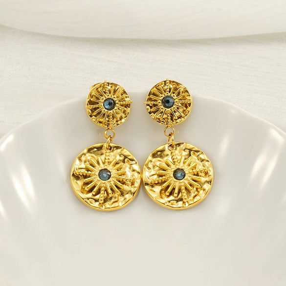 Wholesale Jewelry Retro Fashion Style Star Stainless Steel Electroplated Ochain Necklace Earrings Suit