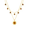 Wholesale Jewelry Retro Fashion Tiger Eye Stone Pendant Goldplated Stainless Steel Necklace With Diamond Inlay