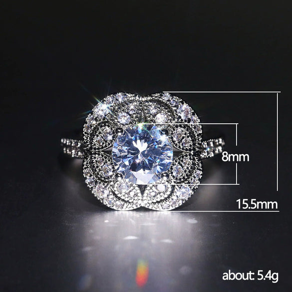 Wholesale Jewelry Retro Flowers Zircon Copper Women's Ring