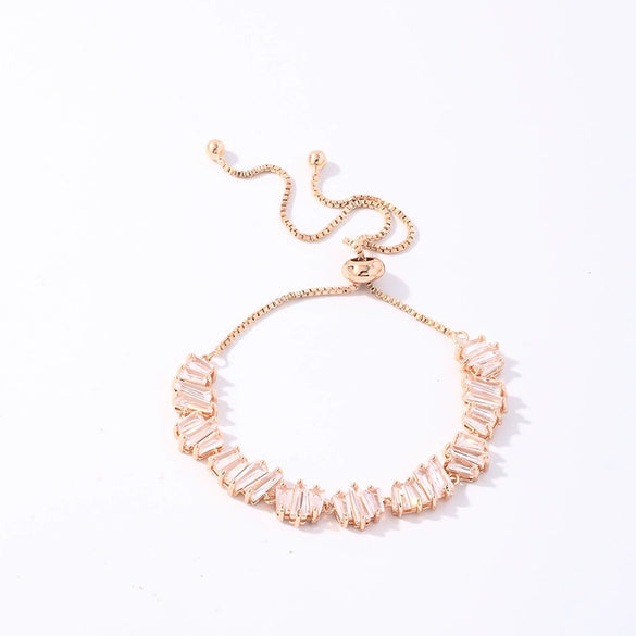 Wholesale Jewelry Retro Fresh Style Leaf Pattern Copper Bracelet With Zircon And Glass