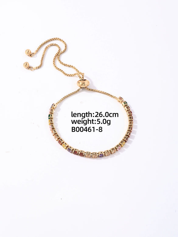 Wholesale Jewelry Retro Fresh Style Leaf Pattern Copper Bracelet With Zircon And Glass