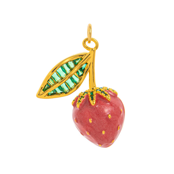 Wholesale Jewelry Retro Fruit Food Style Geometric Copper Mixed Gemstone Setting Electroplated Pendant Necklace O Word Chain