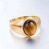 Wholesale Jewelry Retro Geometric 304 Stainless Steel Stone 18K Gold Plated Rings