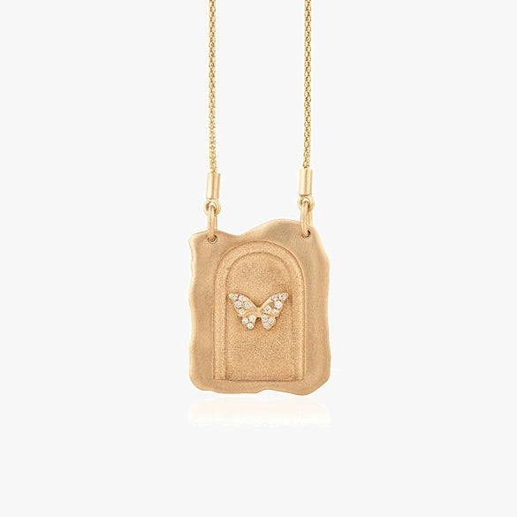 Wholesale Jewelry Retro Geometric Copper Goldplated Tarot Butterfly Pendant Necklace