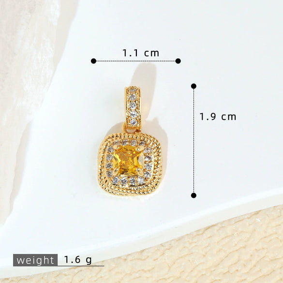 Wholesale Jewelry Retro Geometric Copper Green Stone Pendant With Heart Shape Electroplating