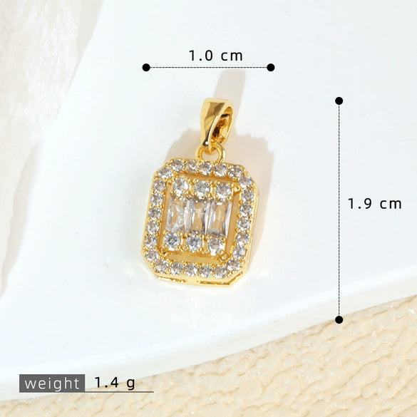 Wholesale Jewelry Retro Geometric Copper Green Stone Pendant With Heart Shape Electroplating