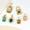Wholesale Jewelry Retro Geometric Copper Green Stone Pendant With Heart Shape Electroplating