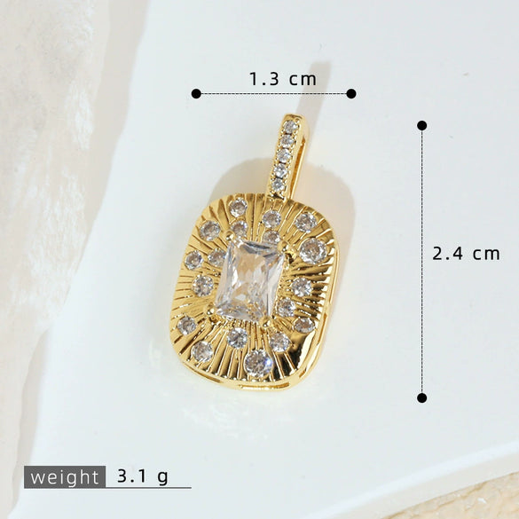Wholesale Jewelry Retro Geometric Copper Green Stone Pendant With Heart Shape Electroplating