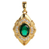 Wholesale Jewelry Retro Geometric Copper Green Stone Pendant With Heart Shape Electroplating
