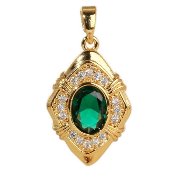 Wholesale Jewelry Retro Geometric Copper Green Stone Pendant With Heart Shape Electroplating