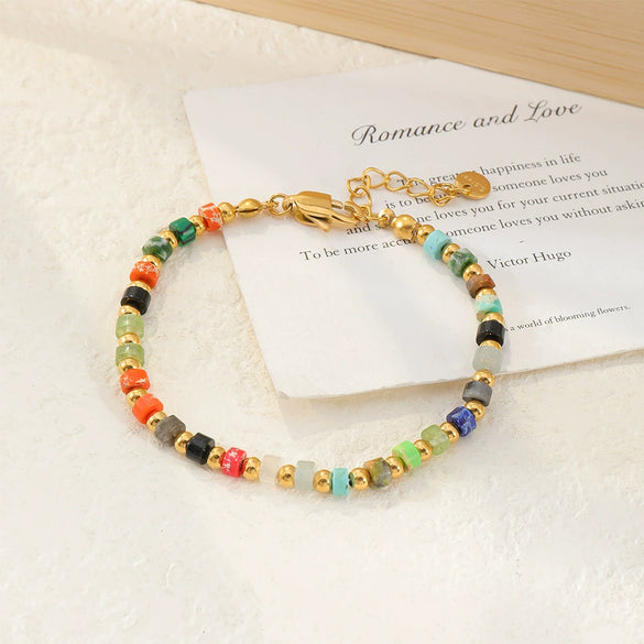 Wholesale Jewelry Retro Geometric Copper Handmade Beaded Necklace For Women