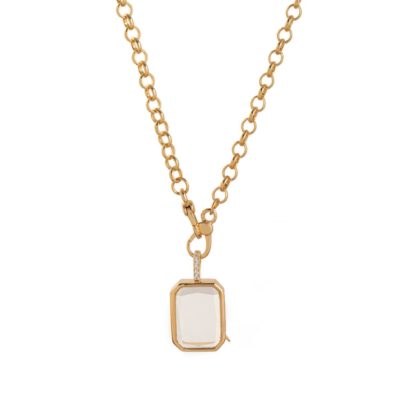 Wholesale Jewelry Retro Geometric Copper Pendant With Openable Hollow Design And Electroplating O Word Chain