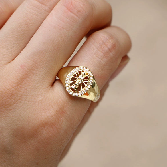 Wholesale Jewelry Retro Geometric Copper Ring With Electroplating Treatment