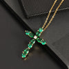 Wholesale Jewelry Retro Geometric Copper Zircon Water Drop Cross Ochain Pendant Necklace