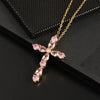 Wholesale Jewelry Retro Geometric Copper Zircon Water Drop Cross Ochain Pendant Necklace